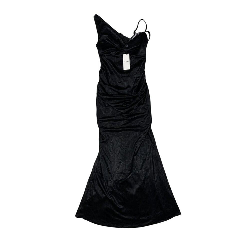 CLUB L - Galaxy Shimmer Cowl Neck Maternity Maxi Dress in Black